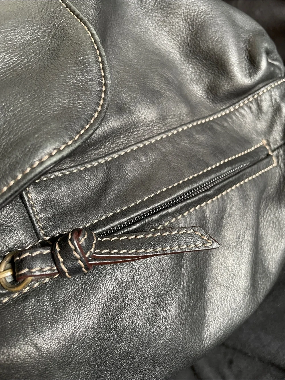 Tignanello- Soft Geniune Black Leather Backpack/Purse